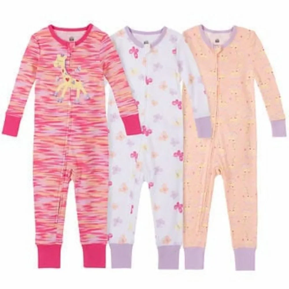 3-pack Kids Headquarters Kids' Cotton Sleepers, Giraffe